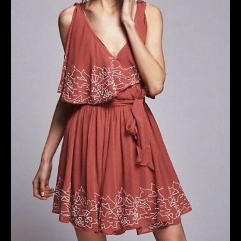 Free People Terra Cotta Sylvia Wrap Dress